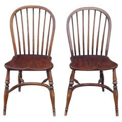 Pair of English Windsor Style stained Oak Side Chairs