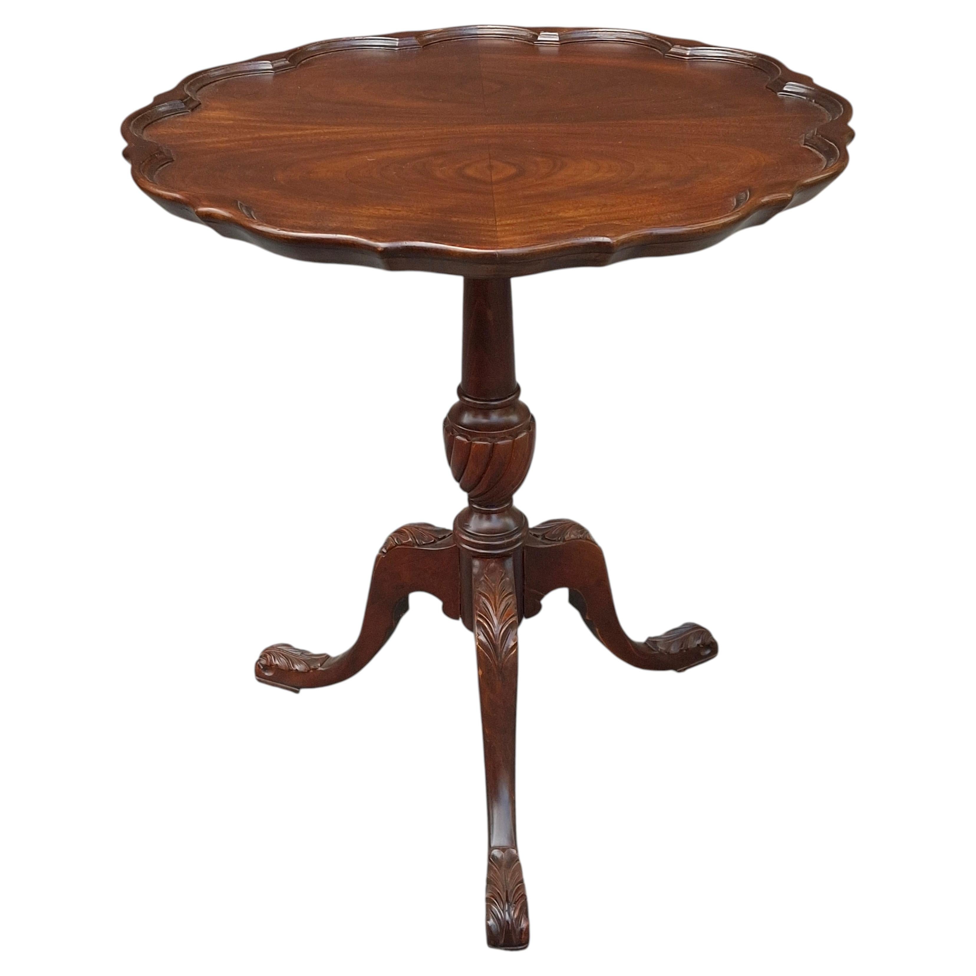 Refinished George III Style Mahogany Pie Crust Tea, Wine, Side Table, Circa 1880 For Sale