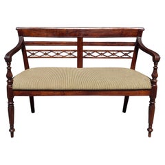 Early 20th Century Edwardian Carved Walnut and Upholstered Settee