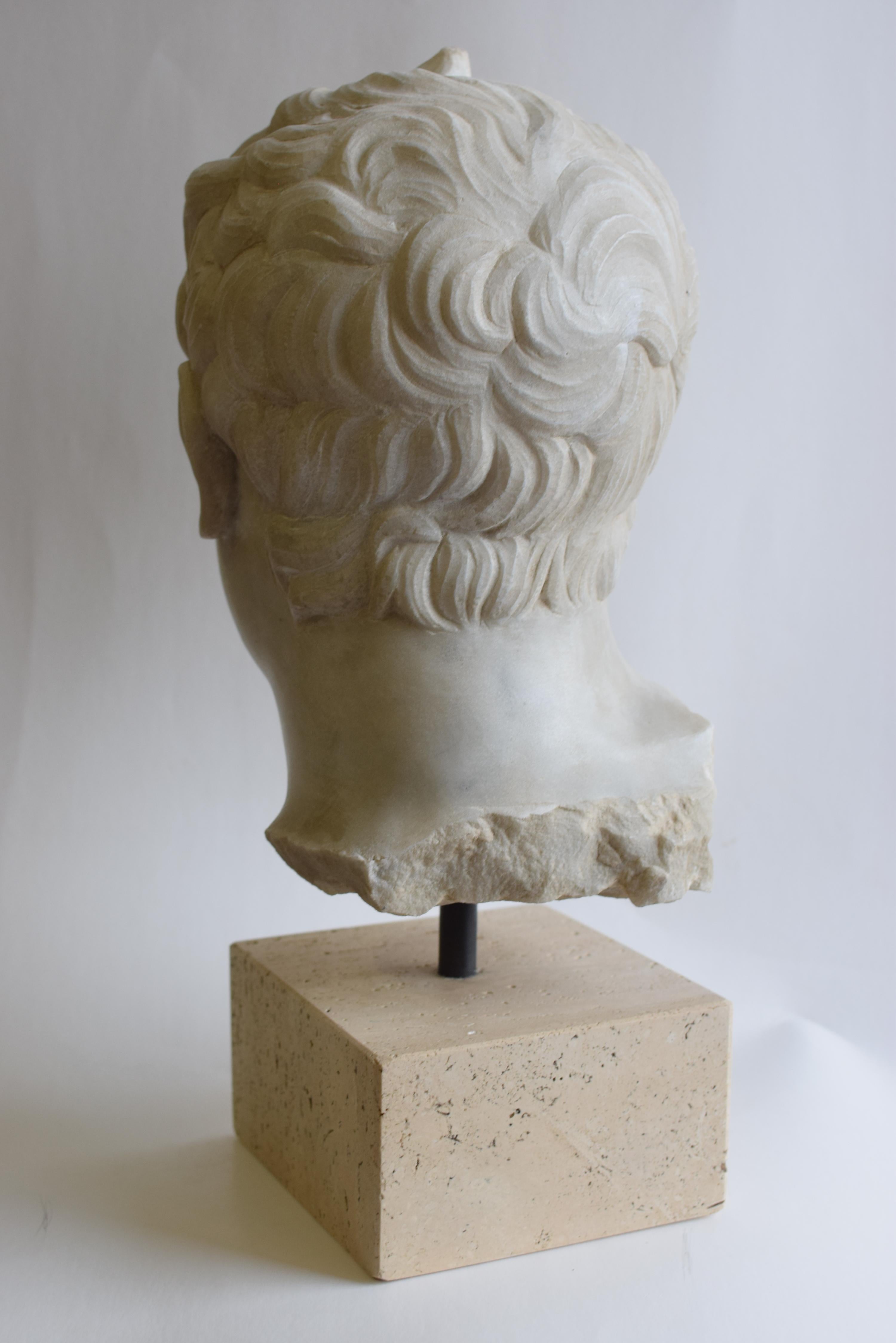 Classical Greek Testa Apoxyomenos -Atleta che si deterge -In marmo bianco di Carrara
