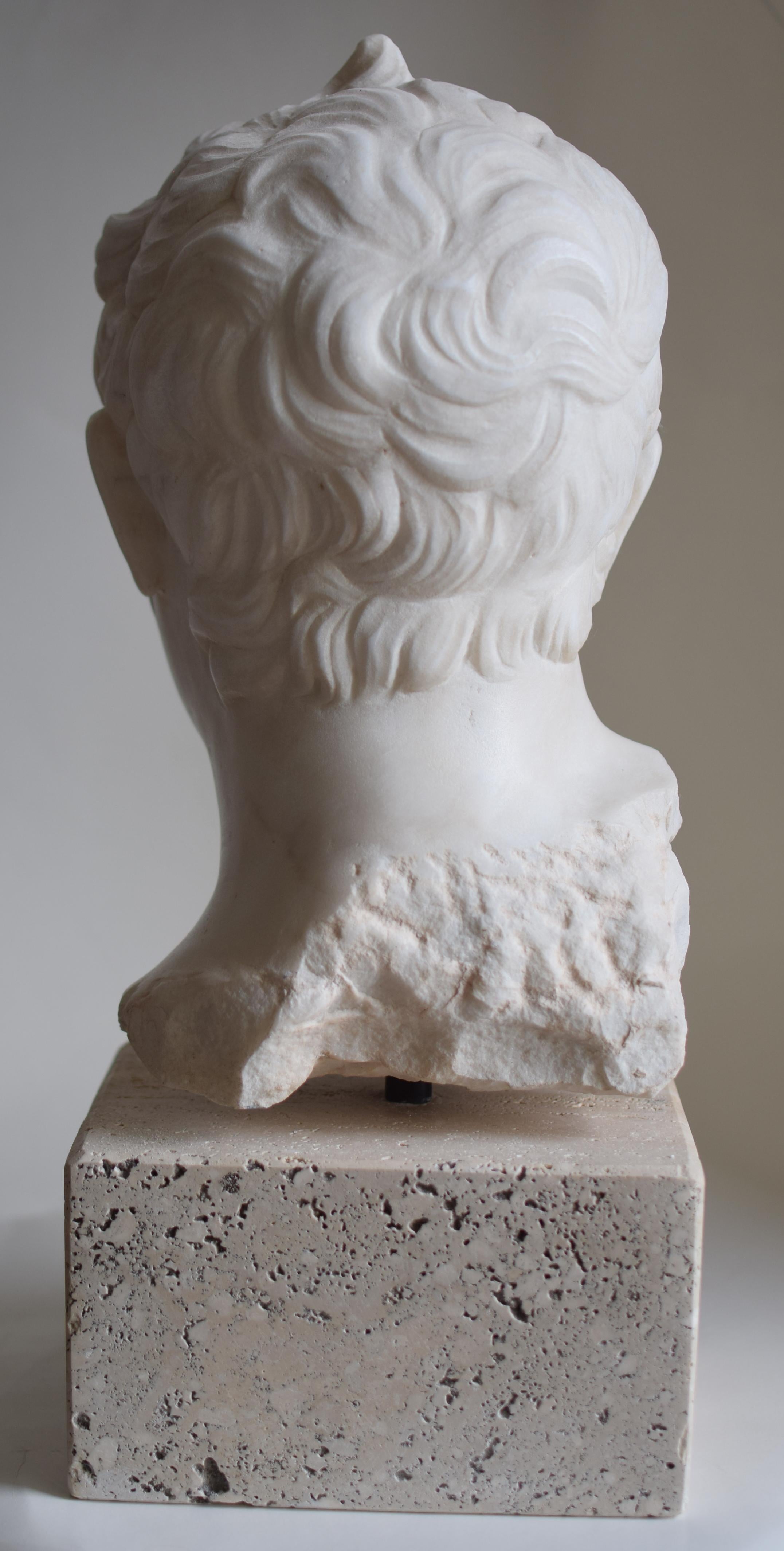 Italian Testa Apoxyomenos -Atleta che si deterge -marmo bianco Carrara-made in Italy in vendita