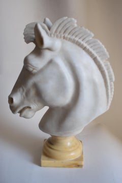 Testa cavallo classica in marmo bianco di Carrara -made in Italy