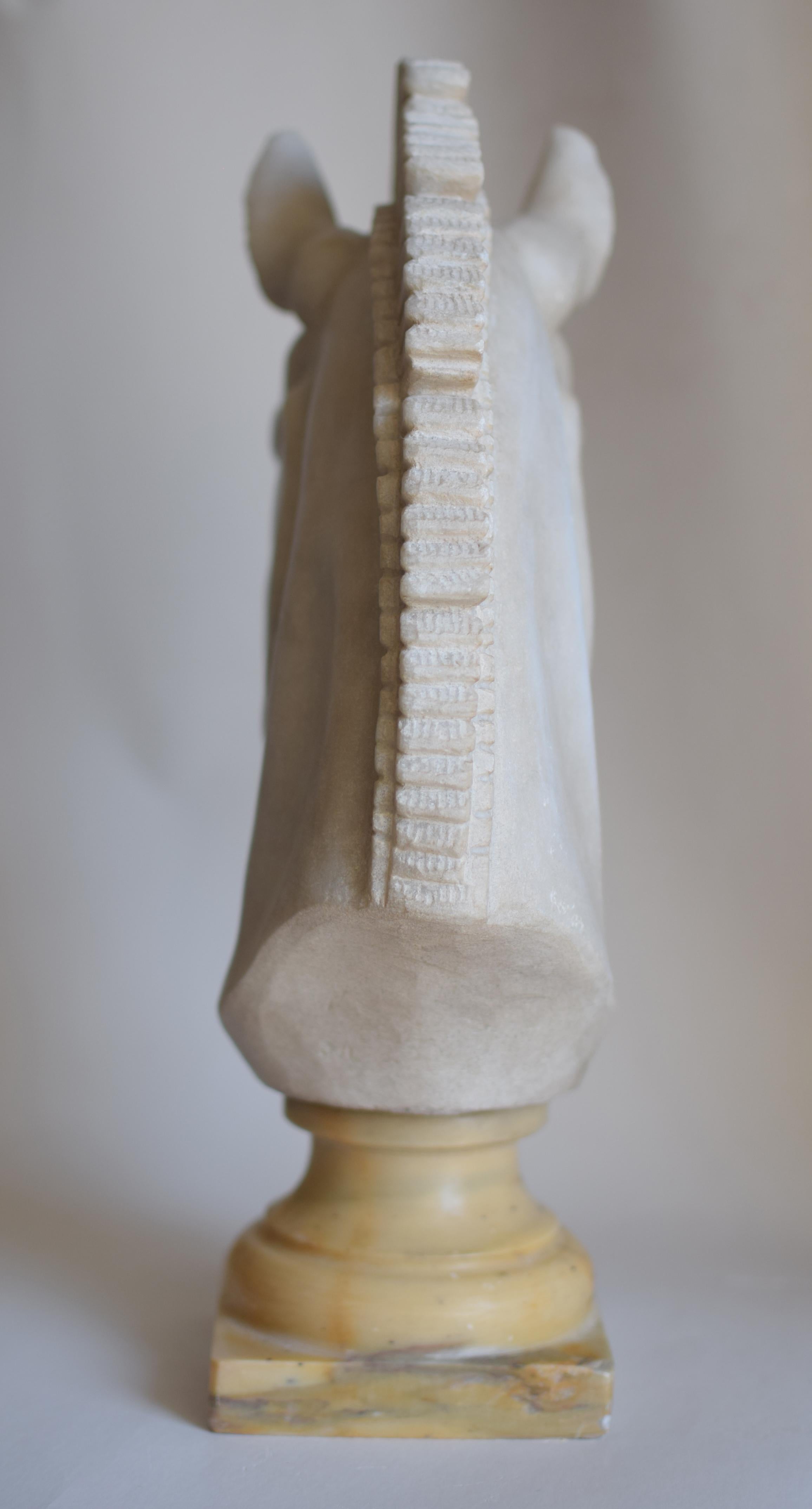 Classical Greek Classic horse head in white Carrara marble -made in Italy For Sale