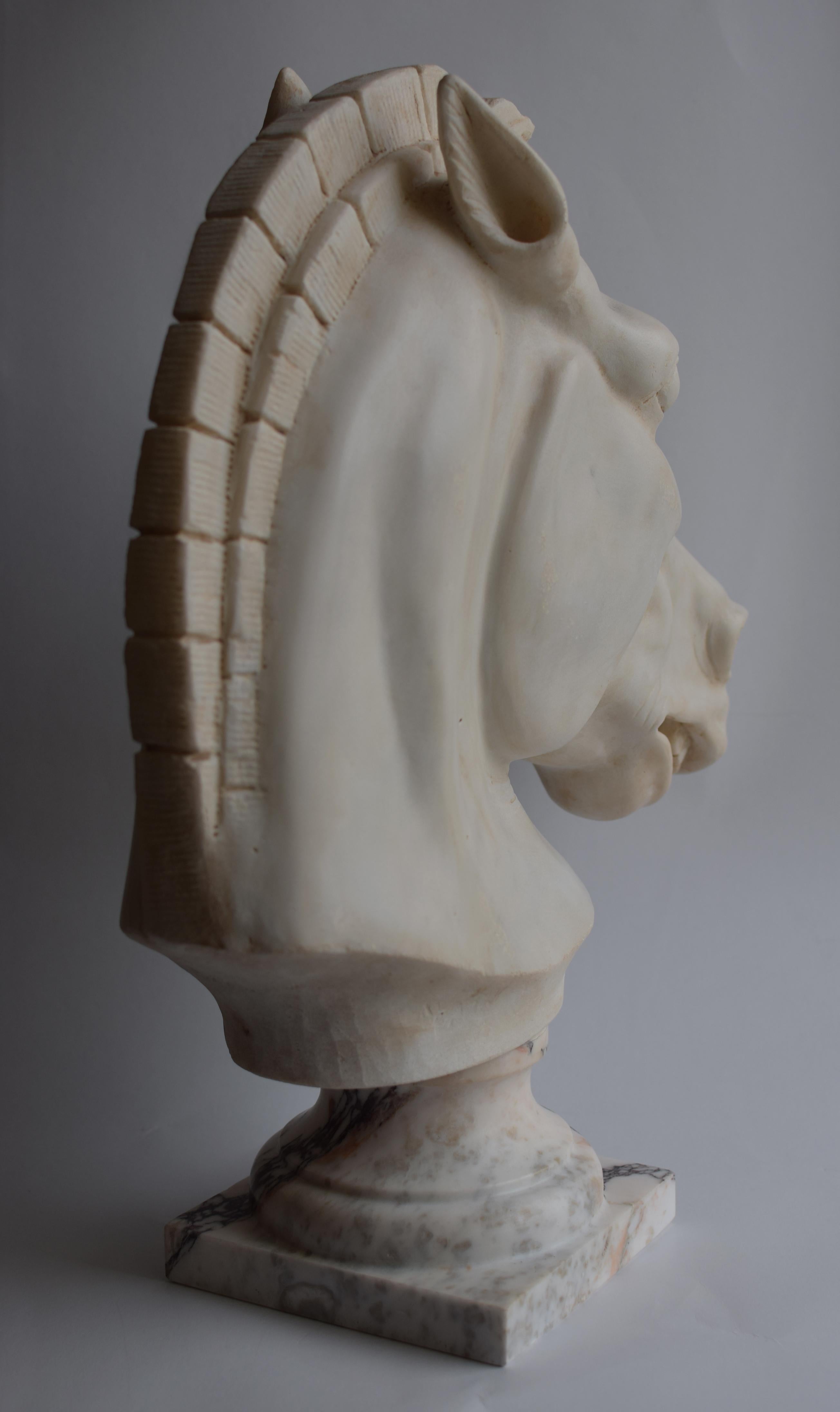 Classical Greek Testa cavallo Grecia classica in marmo bianco di Carrara For Sale