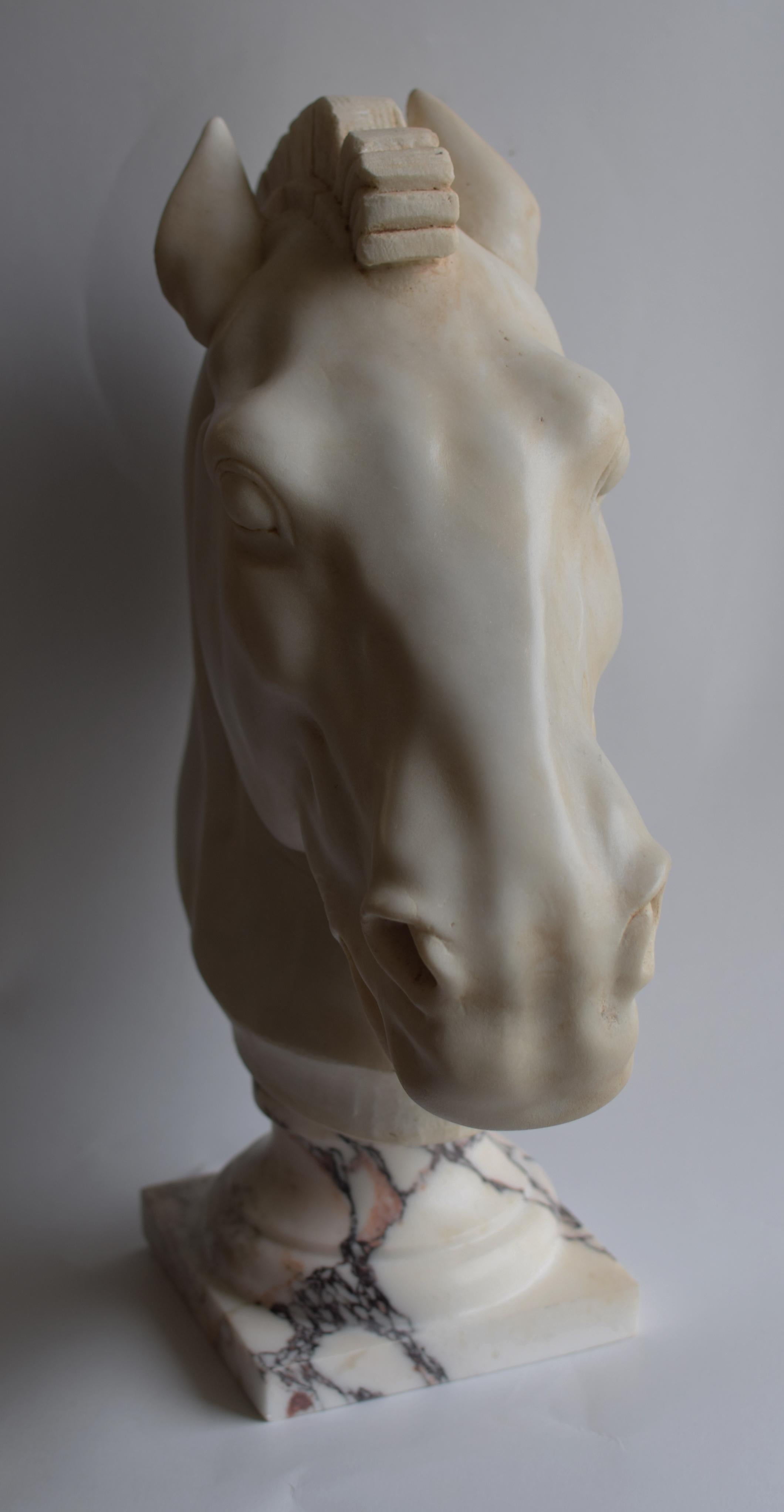 Fait main Testa cavallo Grecia classica in marmo bianco di Carrara en vente