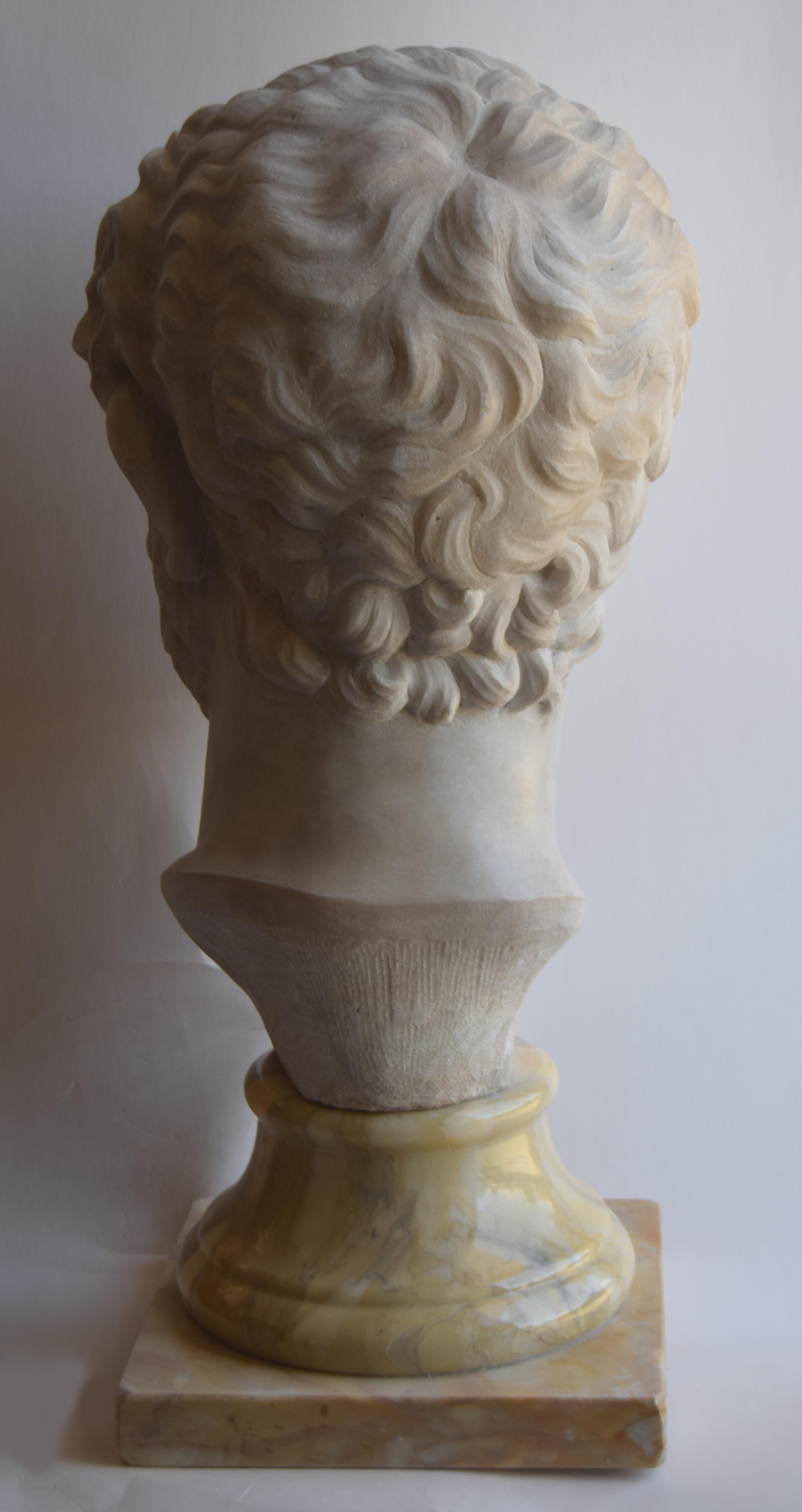Hand-Crafted Testa di Adriano scolpita su marmo bianco Carrara -made in Italy For Sale