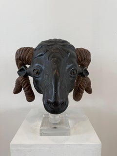 Cabeza de carnero de madera - Norte de Europa Siglo XIX