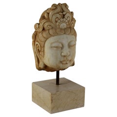 Testa di Guanyin in Marmo Cina XX Secolo
