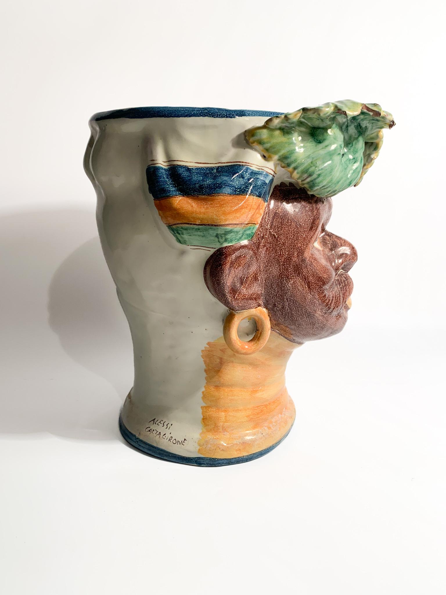 Mid-Century moderno Testa di Moro di Caltagirone di Giacomo Alessi, anni '90