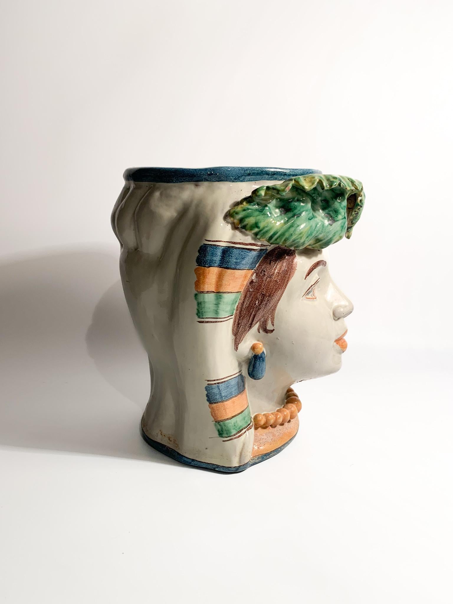 Testa di Moro in Caltagirone Ceramics by Giacomo Alessi, 1990s In Good Condition In Milano, MI