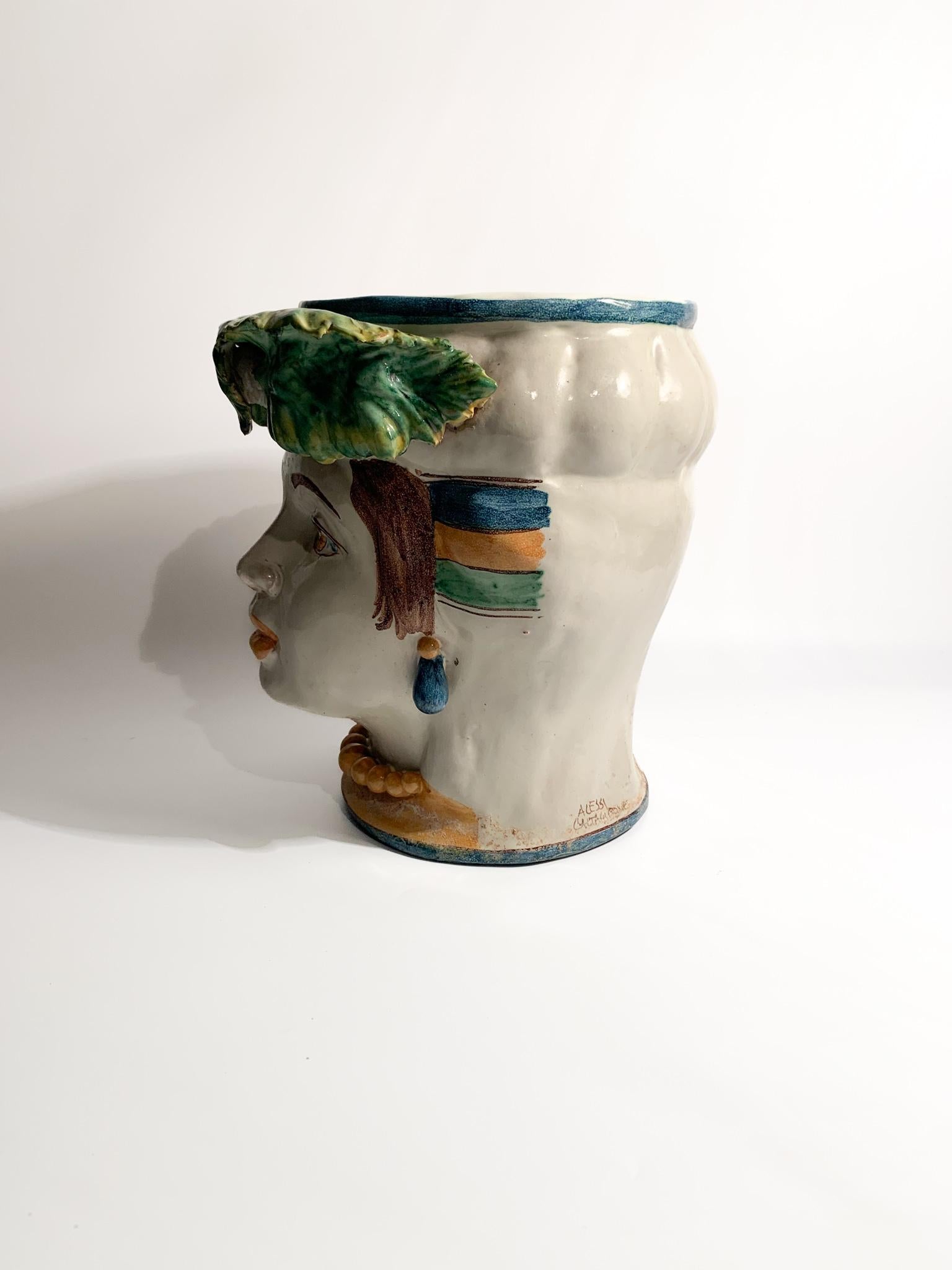 Testa di Moro in Caltagirone Ceramics by Giacomo Alessi, 1990s 2