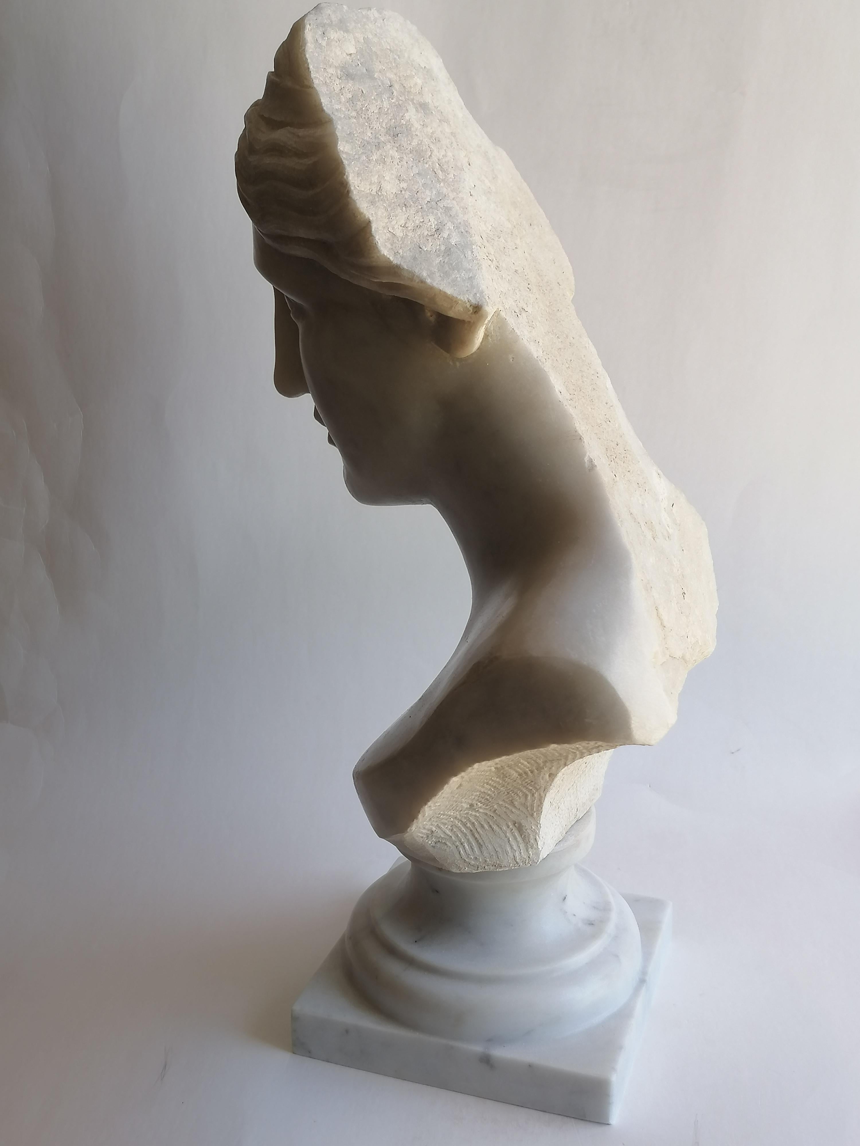 Italian Testa di Venere scolpita su marmo bianco Carrara - frammento -made in Italy For Sale