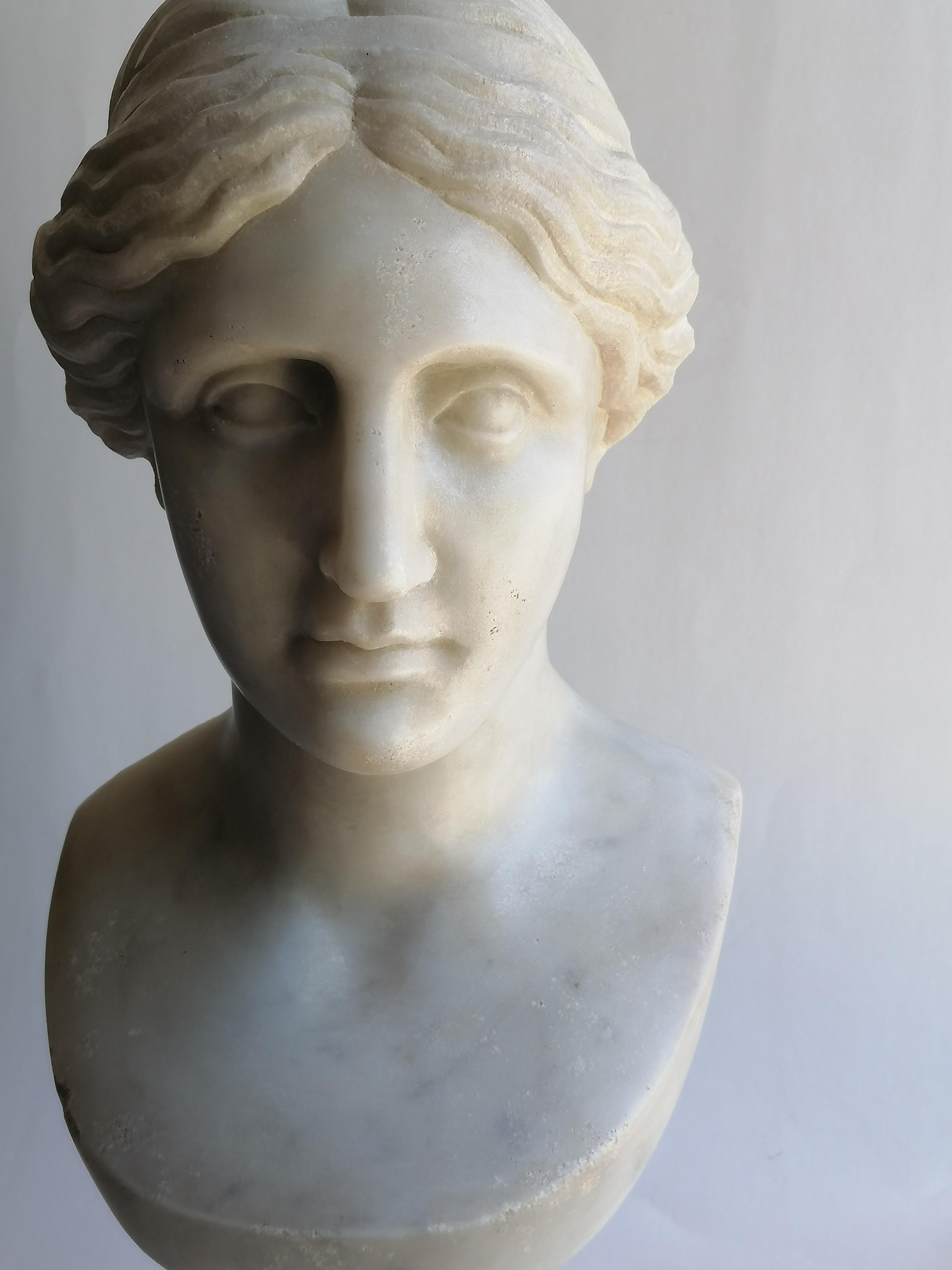 Testa di Venere scolpita su marmo bianco Carrara - frammento -made in Italy In Good Condition For Sale In Tarquinia, IT