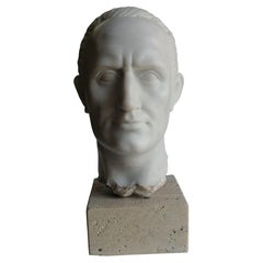 Cabeza Julio César  esculpido en mármol blanco de Carrara - made in Italy