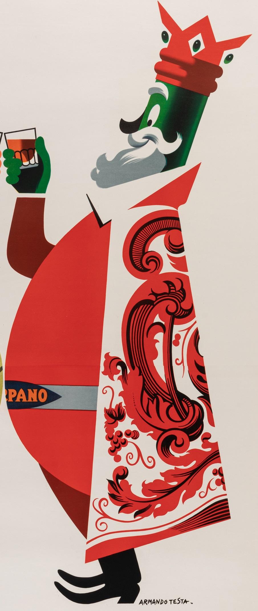 Mid-Century moderno Testa, Poster originale d'epoca, Carpano, Vermouth italiano, Napoleone, Torino 1954 in vendita