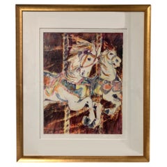 Vintage Testa-Secca Carousel Horses Painting