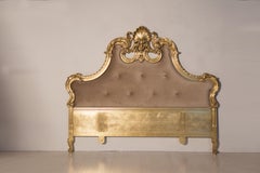 Hand Carved Solid Linden Gold Leaf Headboard