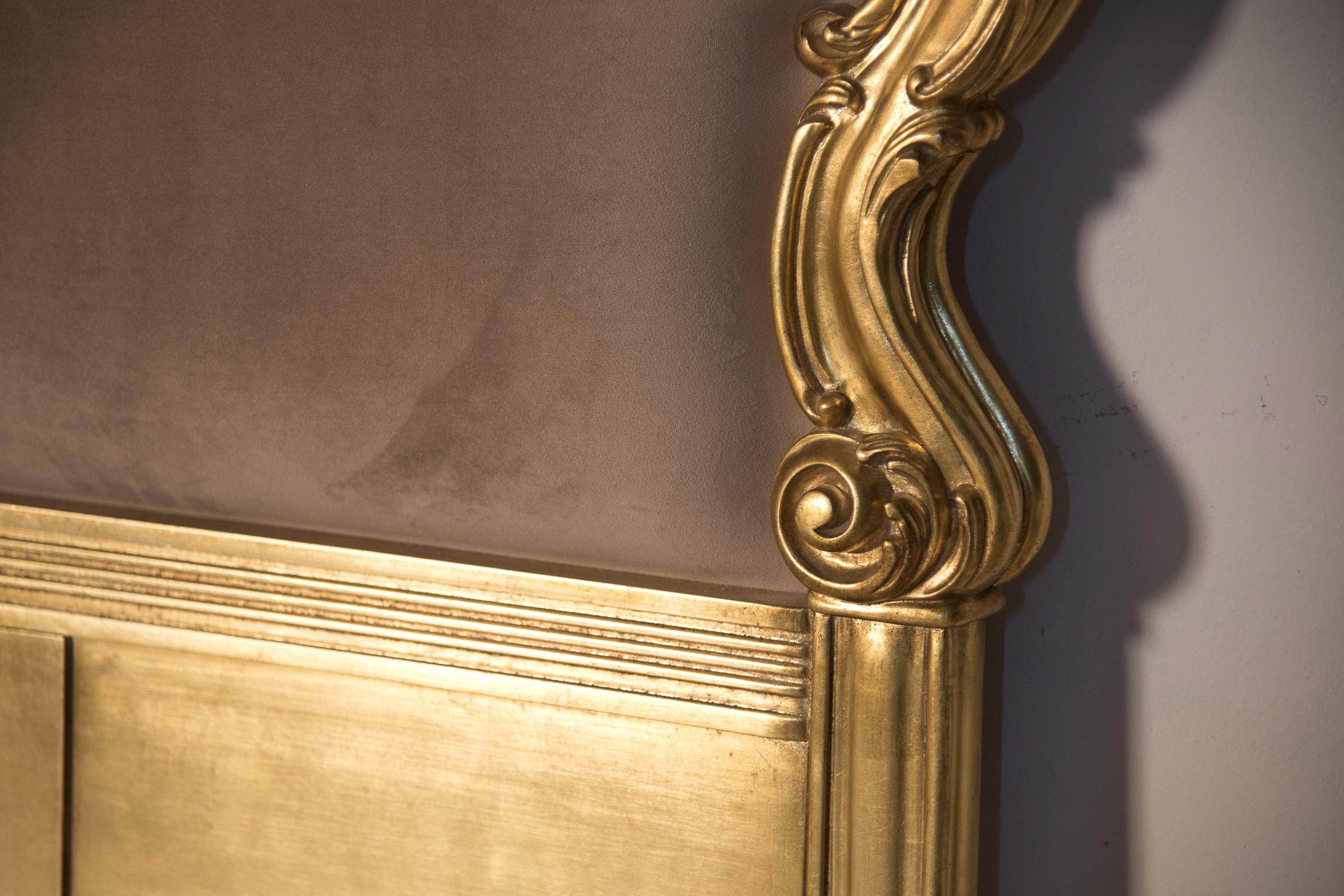Hand-Carved Hand Carved Solid Linden Gold Leaf Headboard
