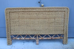 Italian Bamboo Wicker Bed Headboard 1970 Tommaso Barbi Italy