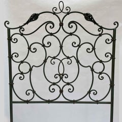 Italian Wrought Iron Children's Bed Headboard Green Early 1900s