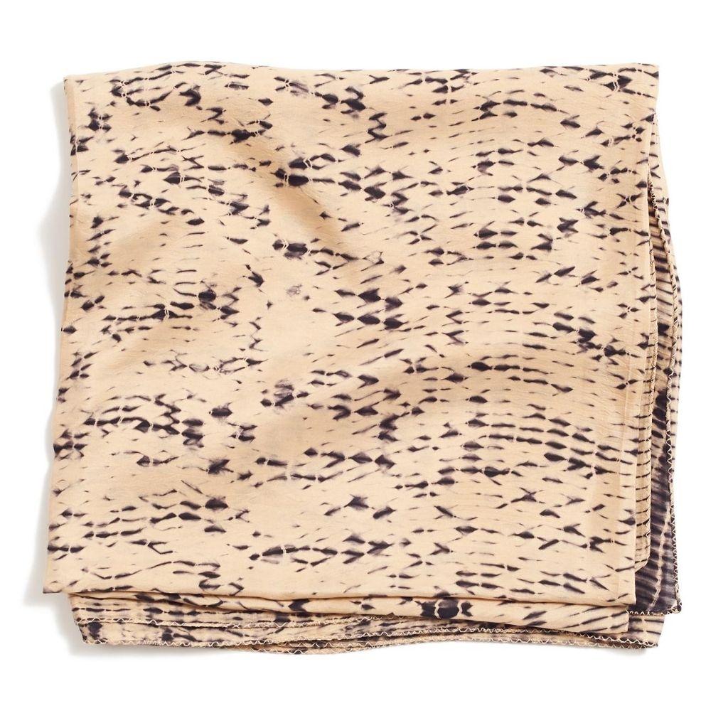 TESU Black Gold Silk  Scarf In Classic Shibori Print Handmade By Artisans For Sale 1