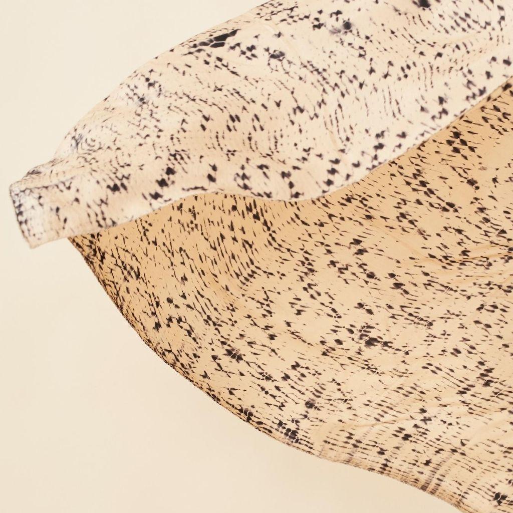 TESU Black Gold Silk  Scarf In Classic Shibori Print Handmade By Artisans For Sale 5