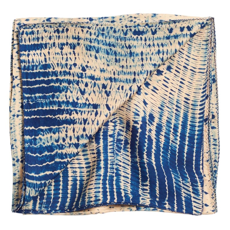 TESU Indigo  Silk  Scarf / Wrap For Sale