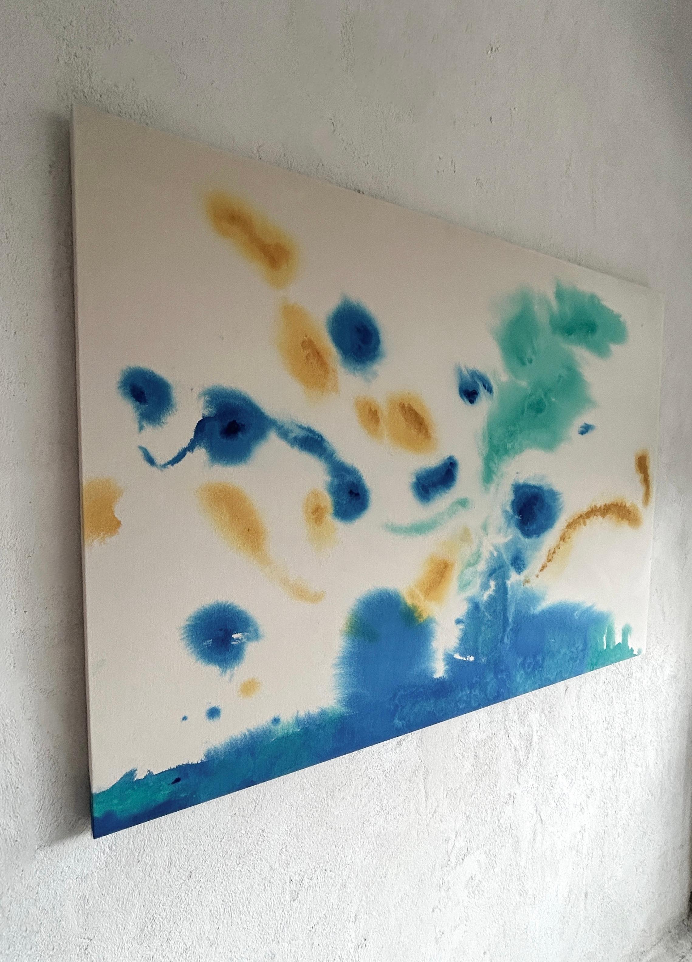 ABSTRACT Colori Blu Giallo Opera d'arte contemporanea Artista Tete Alurralde 2025 - Painting Astratto di Teté Alurralde
