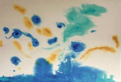 ABSTRACT Couleurs Bleu Jaune Œuvre d'art contemporain Artiste Tete Alurralde 2025