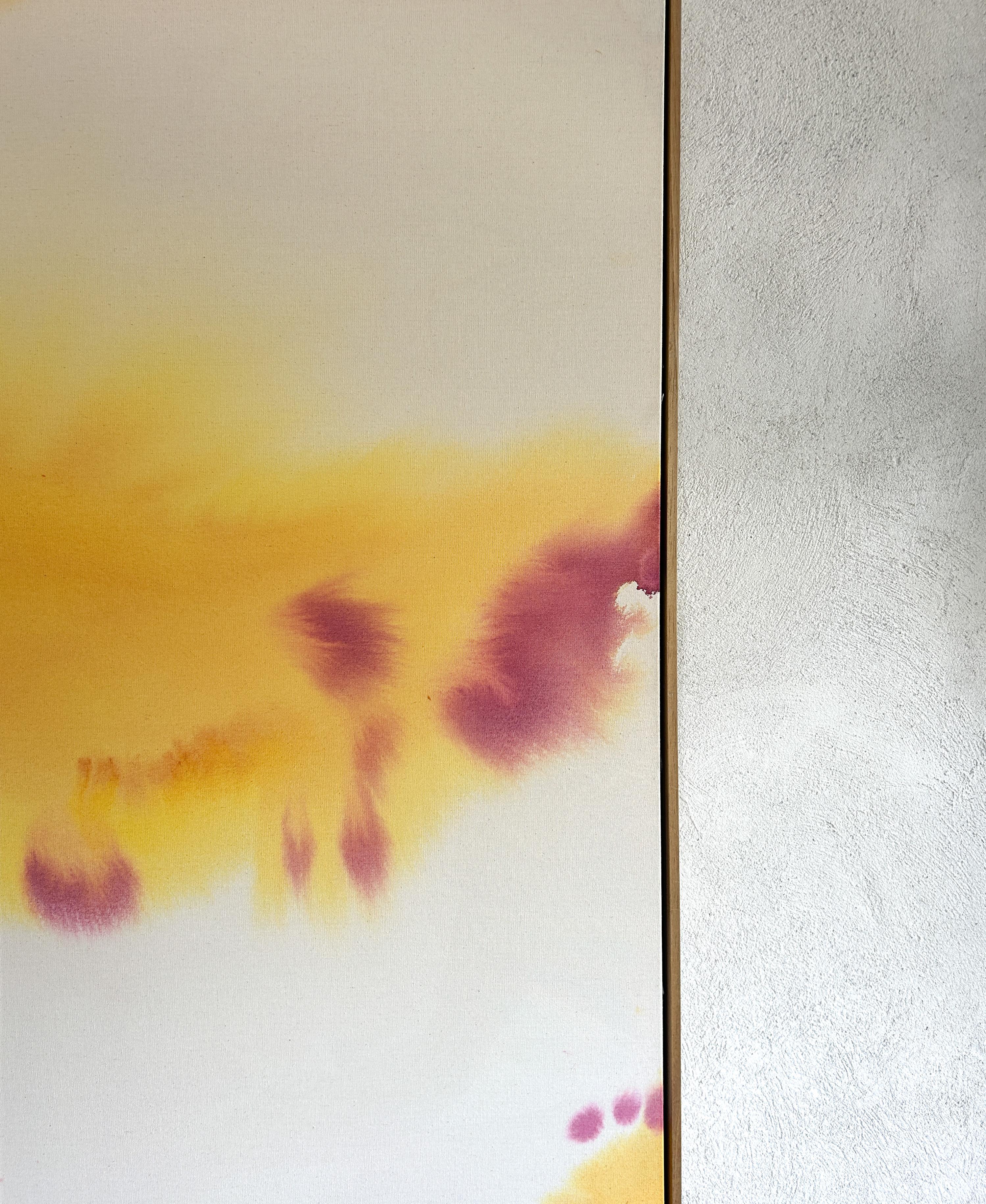 ABSTRACT Colors Yellow Red Water Artwork Contemporary Artist Tete Alurralde 2025 - Painting by Teté Alurralde
