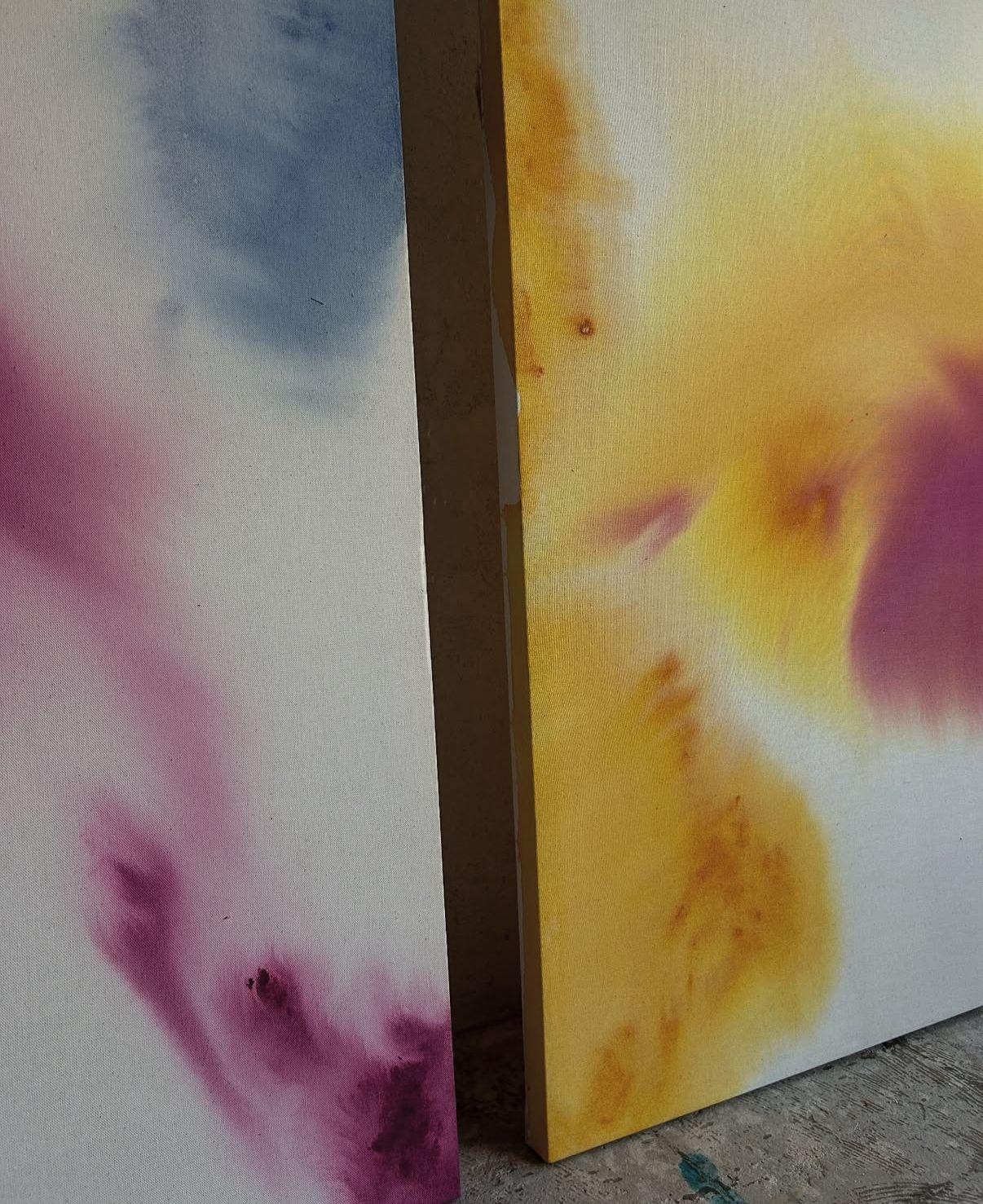 ABSTRACT Colors Yellow Red Water Artwork Contemporary Artist Tete Alurralde 2025 For Sale 1