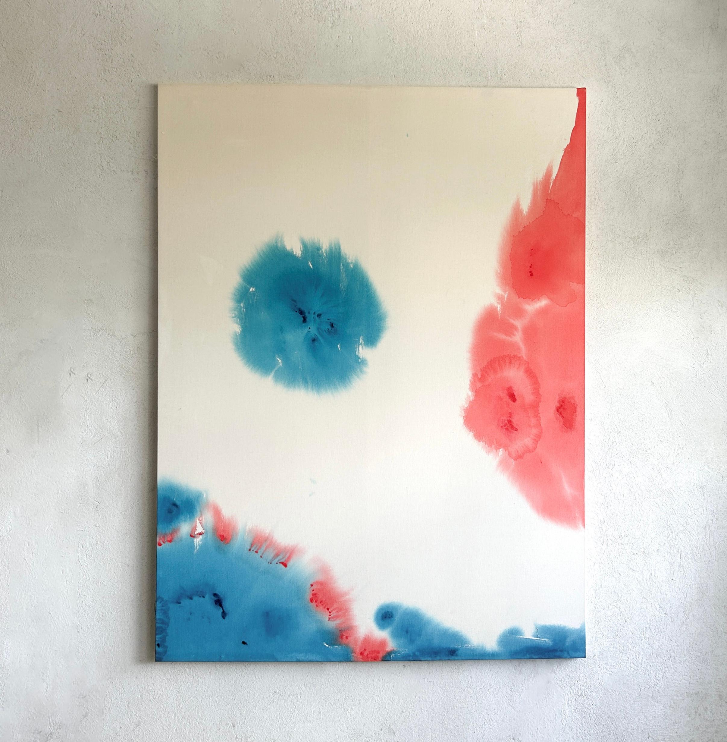 ABSTRACT Colori Blu Rosso Acqua Opera d'arte contemporanea Artista Tete Alurralde 2025 in vendita 1