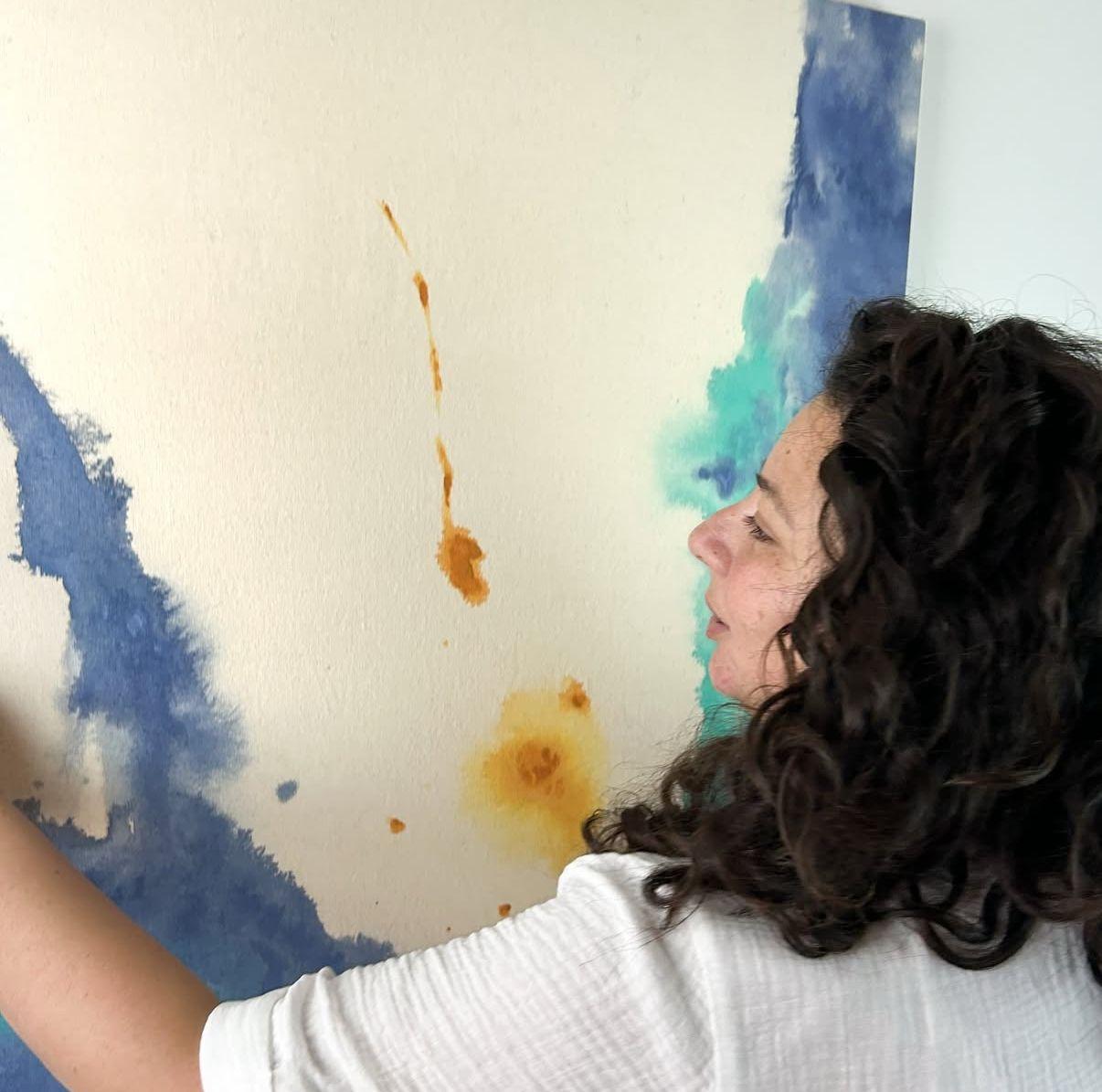 ABSTRACT Colours Blue Violet Opera d'arte dell'artista contemporaneo Tete Alurralde 2025 in vendita 1