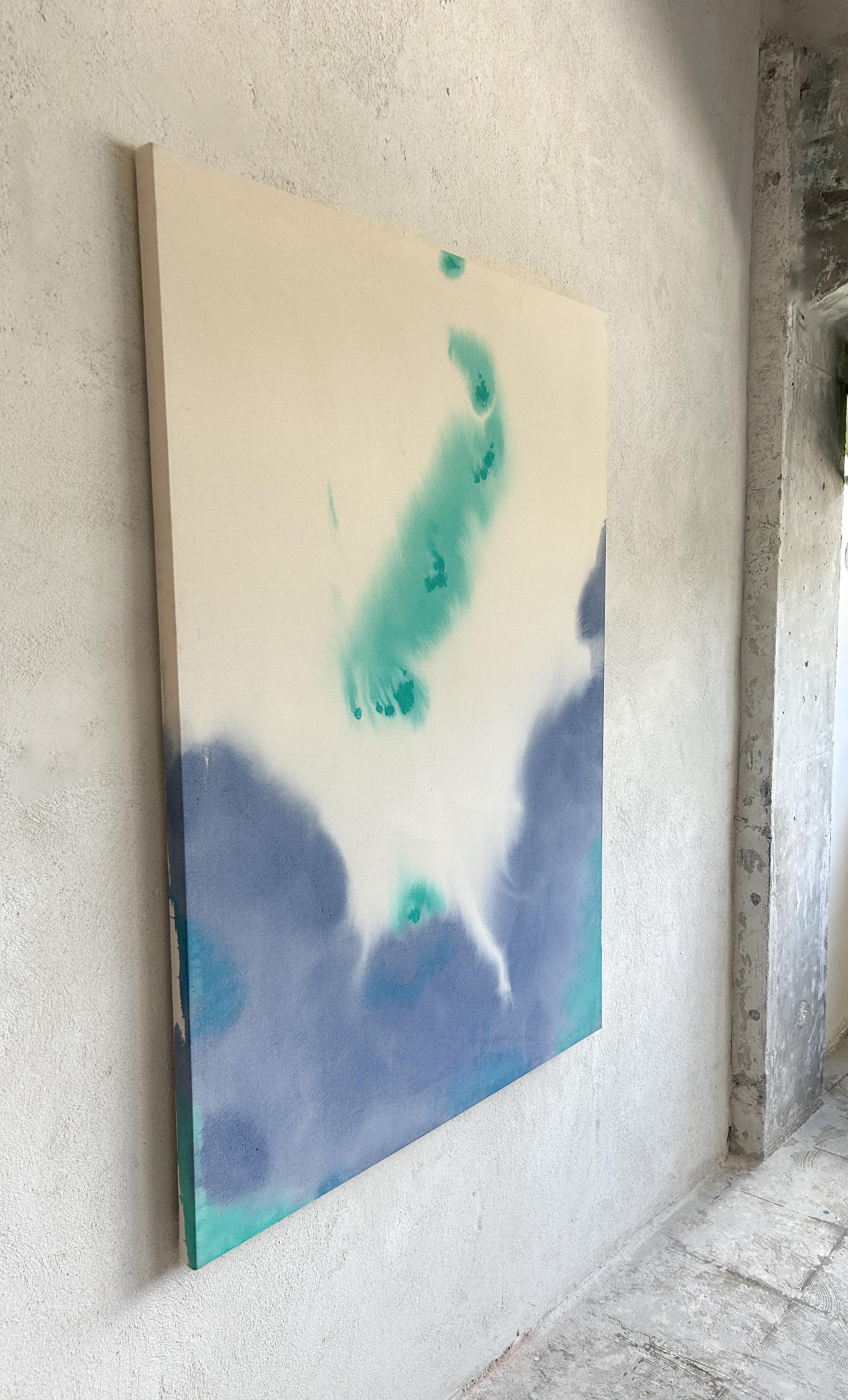 ABSTRACT Colours Blue Water Opera d'arte dell'artista contemporaneo Tete Alurralde 2025 - Abstract Painting Grigio di Teté Alurralde