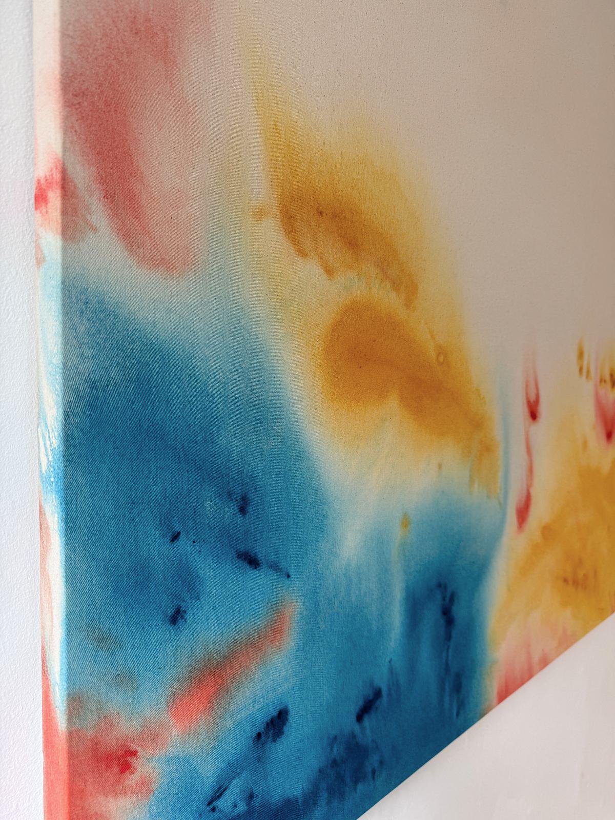 ABSTRACT Colours Blue Yellow Opera d'arte dell'artista contemporaneo Tete Alurralde 2025 - Painting Astratto di Teté Alurralde