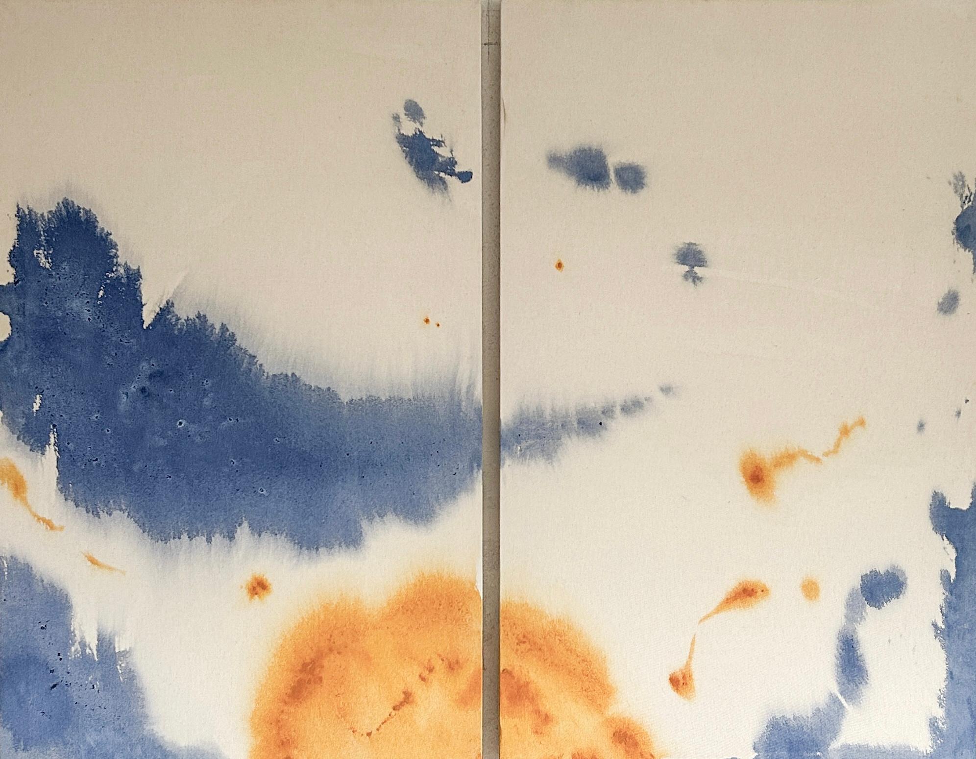 ABSTRACT Colours Blue Yellow water dell'artista contemporaneo Tete Alurralde 2025 - Painting Astratto di Teté Alurralde