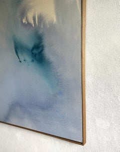 Cuadro abstracto contemporáneo minimalista azul sobre lienzo by Tete Alurralde 2025