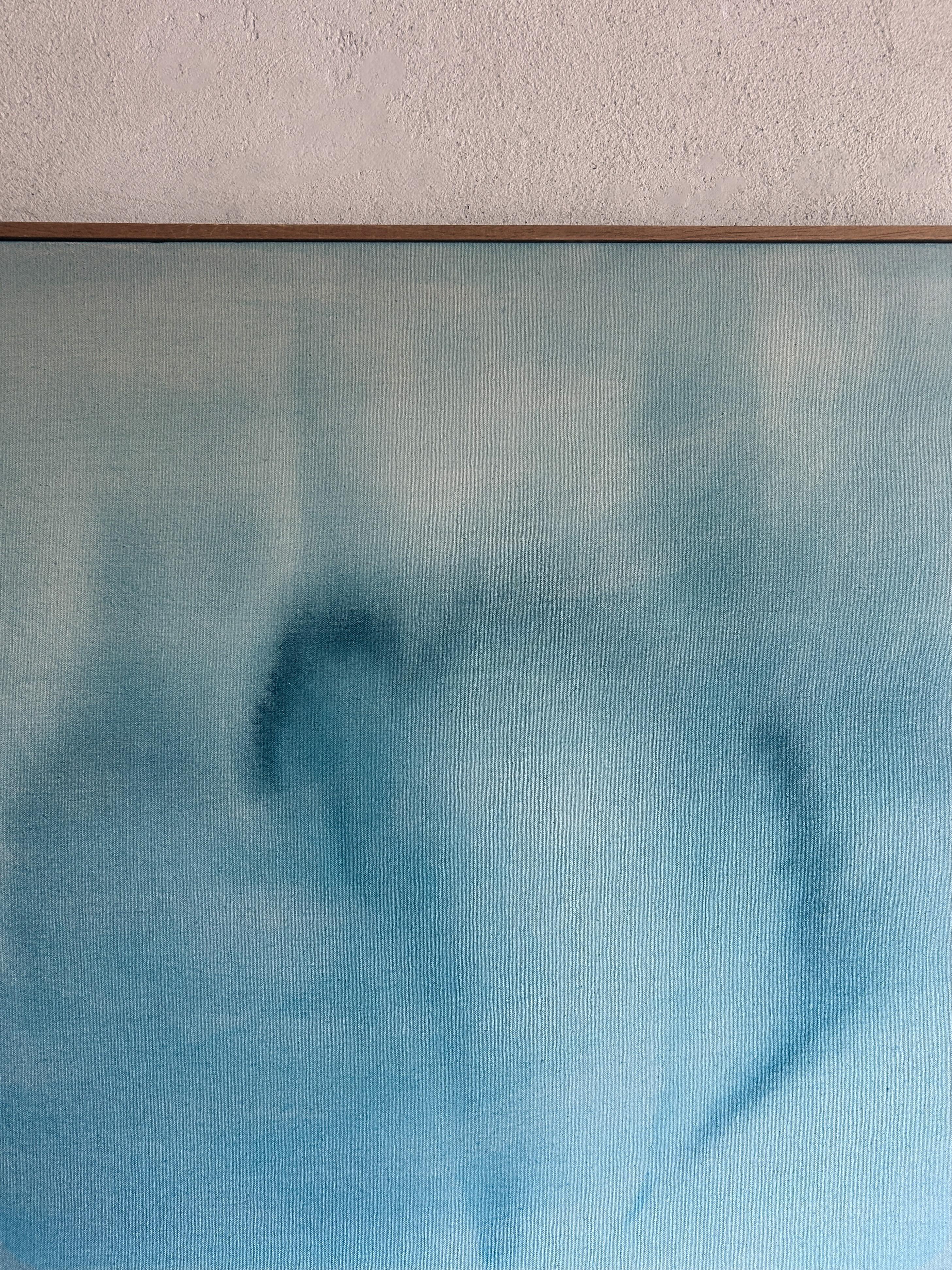 Contemporary Minimalist Blue Abstract Painting on Canvas by Tete Alurralde 2025 For Sale 2