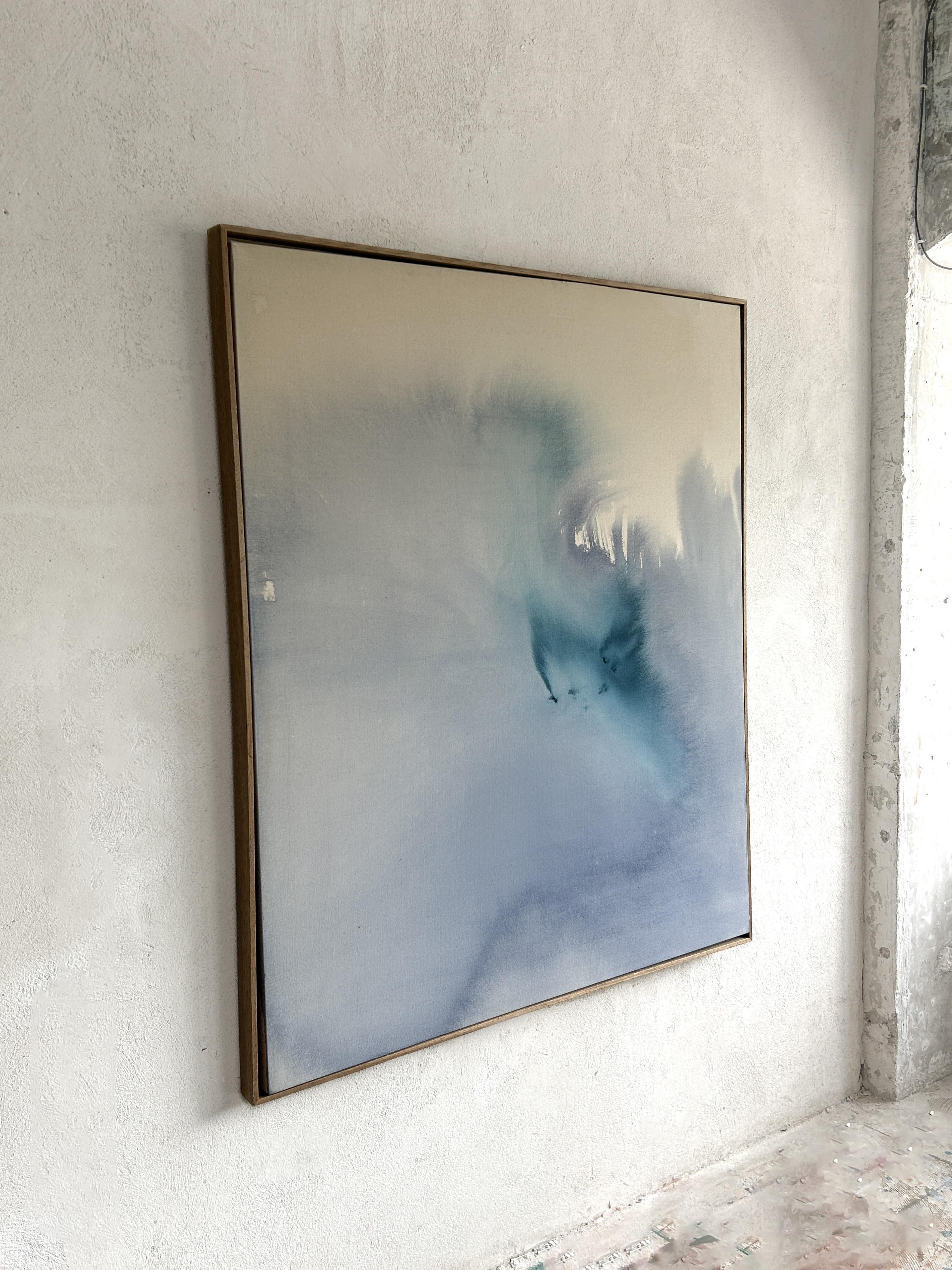 Contemporary Minimalist Blue Abstract Painting on Canvas by Tete Alurralde 2025 For Sale 3