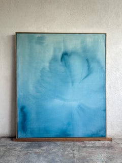 Contemporary Minimalist Blue Abstract Painting on Canvas by Tete Alurralde 2025