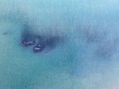 Zeitgenössische Minimalistische Blaue Erde Abstrakte Malerei Leinwand Tete Alurralde