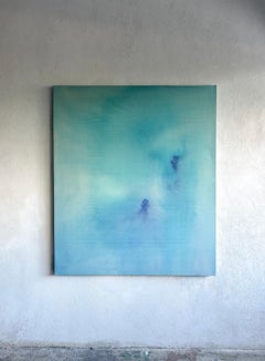 Contemporary Minimalist Blue Earth Abstract Painting Canvas Tete Alurralde