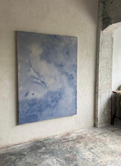 Contemporary Minimalist Blue Tones Abstract Painting Canvas Tete Alurralde