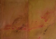 Contemporary Minimalist Diptych Earth Abstract Painting Canvas by Tete Alurralde
