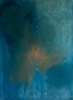 Contemporary Minimalist Earth Blue Abstract Painting Canvas Tete Alurralde