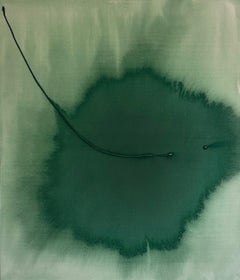 Peinture abstraite contemporaine minimaliste verte sur toile par Tete Alurralde 2025