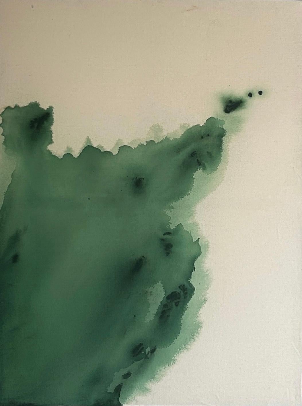 Contemporary Minimalist Green Abstract Painting on Canvas by Tete Alurralde 2025 im Angebot 1