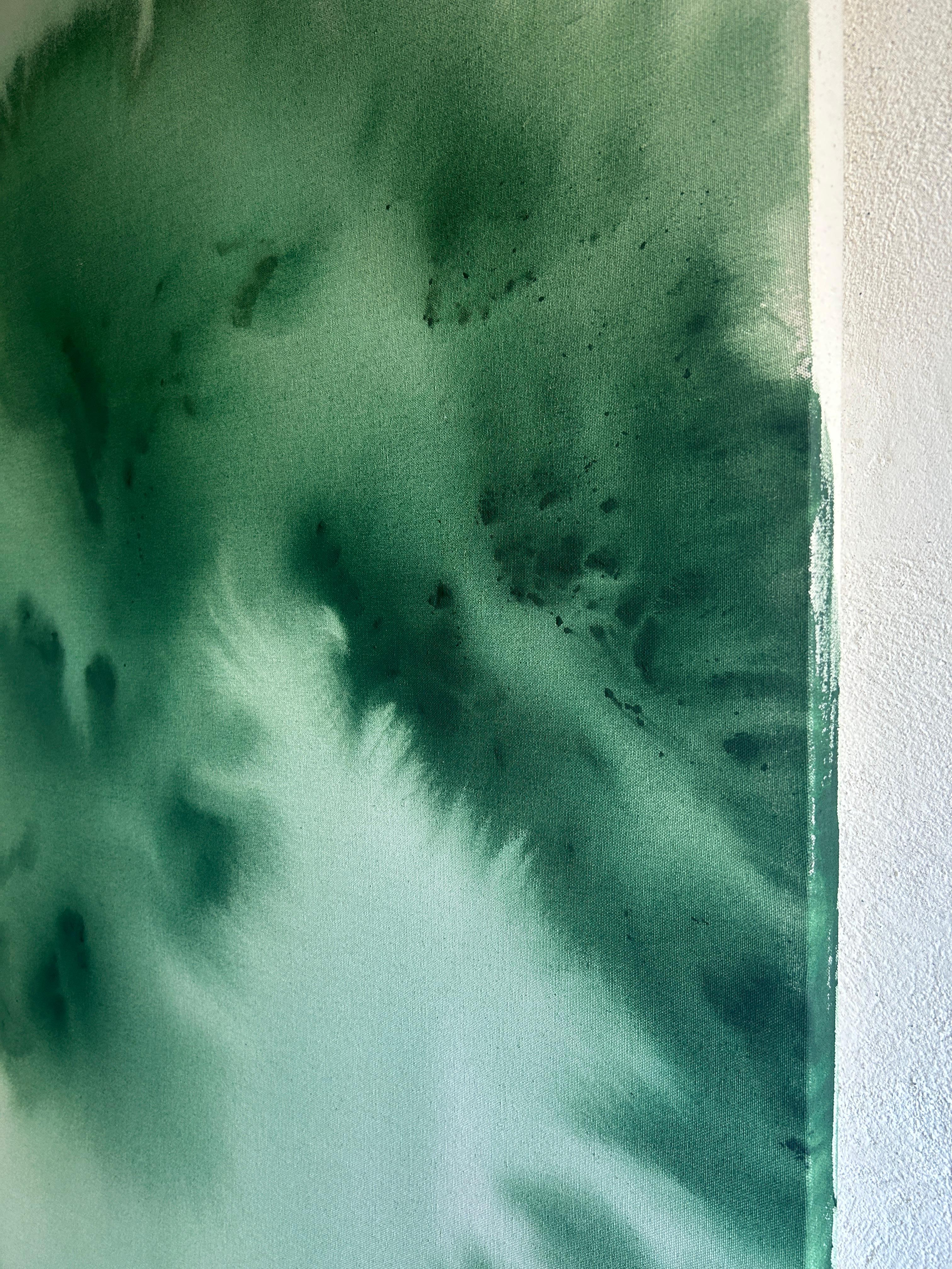 Contemporary Minimalist Green Abstract Painting on Canvas by Tete Alurralde 2025 im Angebot 2