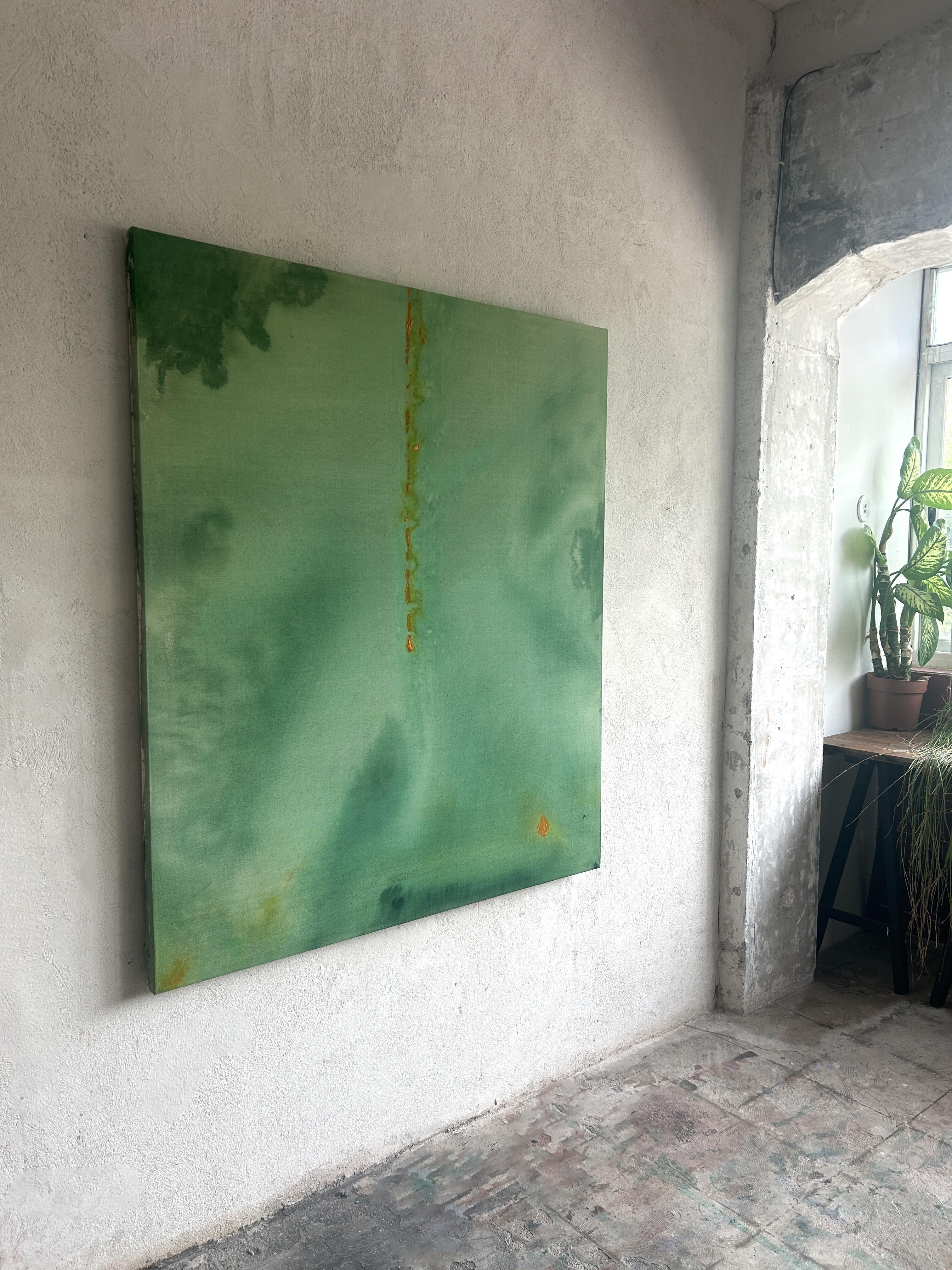 Contemporary Minimalist Green Abstract Painting on Canvas by Tete Alurralde 2025 im Angebot 3
