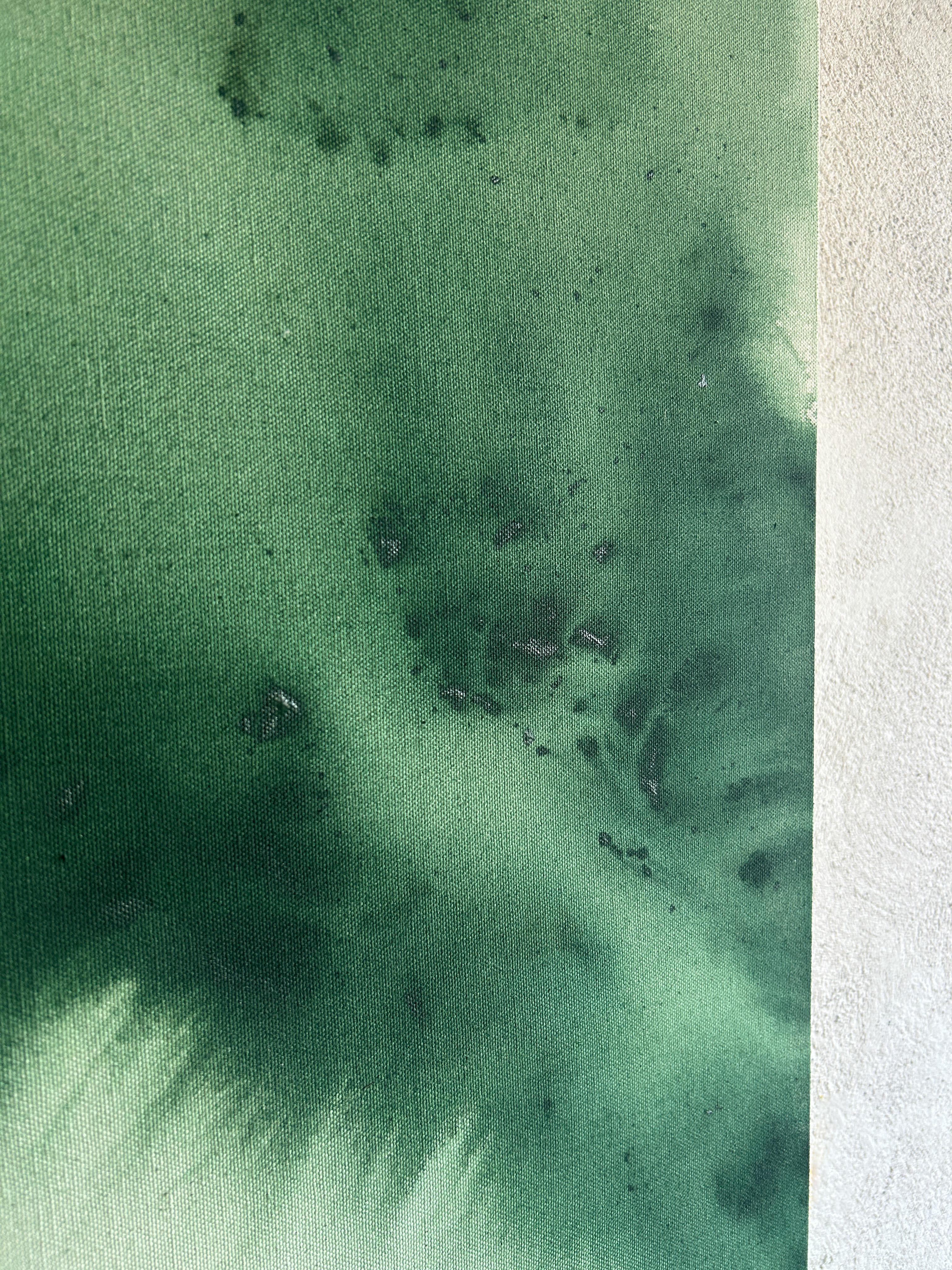Contemporary Minimalist Green Abstract Painting on Canvas by Tete Alurralde 2025 im Angebot 3